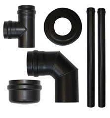 Pack raccordement noir Ø80mm pour conduit existant mural Ø80mm