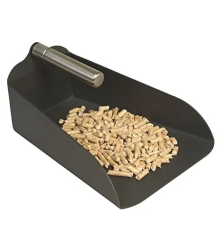 Pelle à cendres ou à pellets noir avec poignée inox