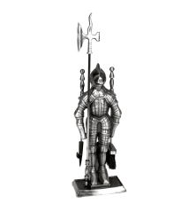 Serviteur de cheminée 3 pièces - Chevalier argenté