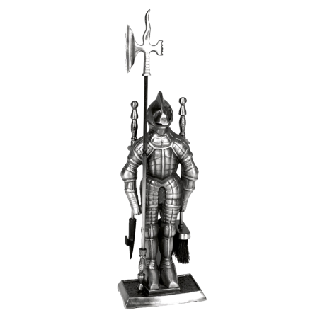 Serviteur de cheminée 3 pièces - Chevalier argenté