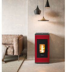 Poêle à pellet étanche Termovana SOFIA 9.0 Rouge/Chrome