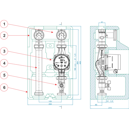 Groupe de circulation ECS SA 125 - isolation -pompe Wilo Yonos Para 25/6